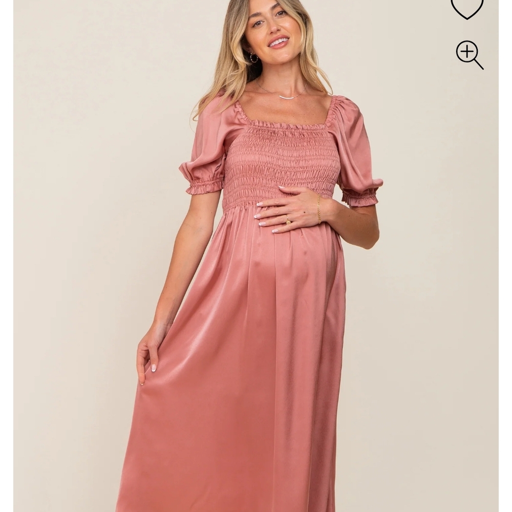 Pinkblush Pink Ruched Midi Dress with Square Neck